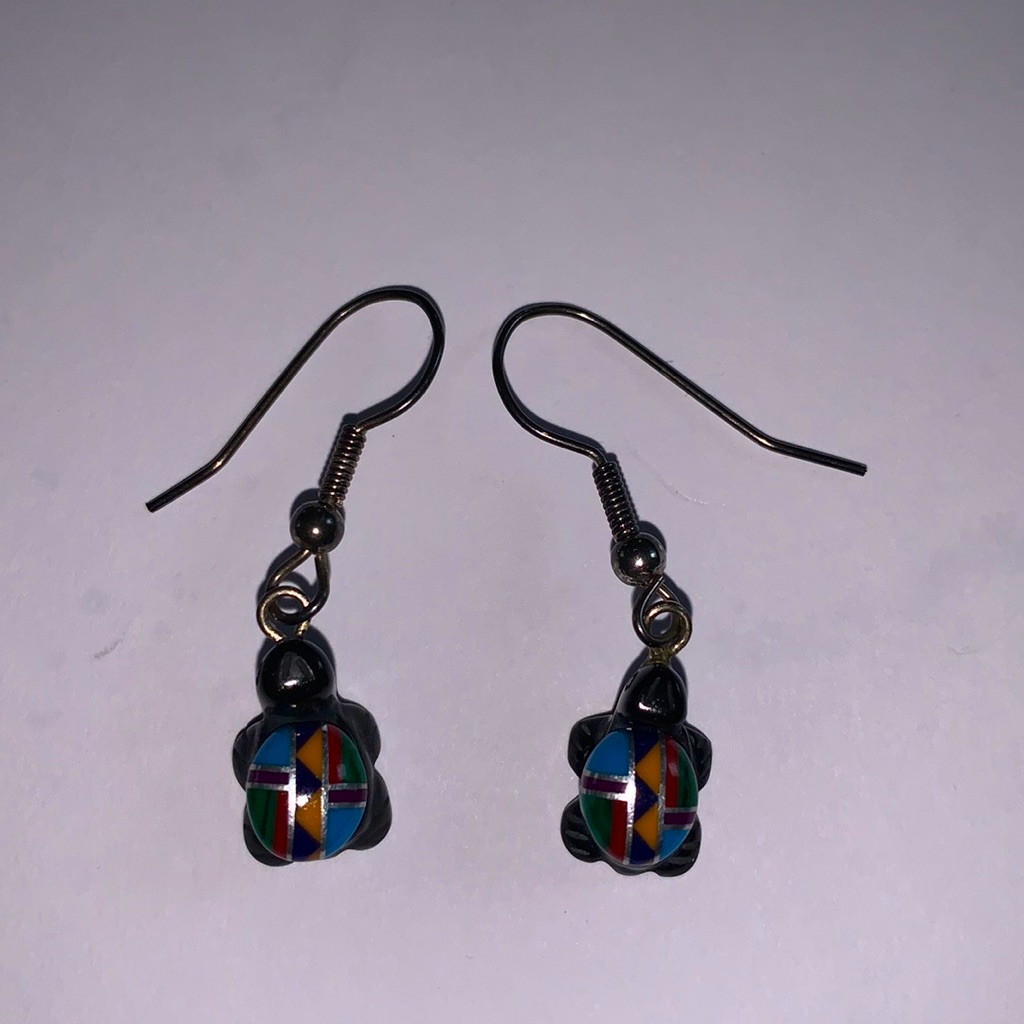 Tiny Inlay Turtle Earrings